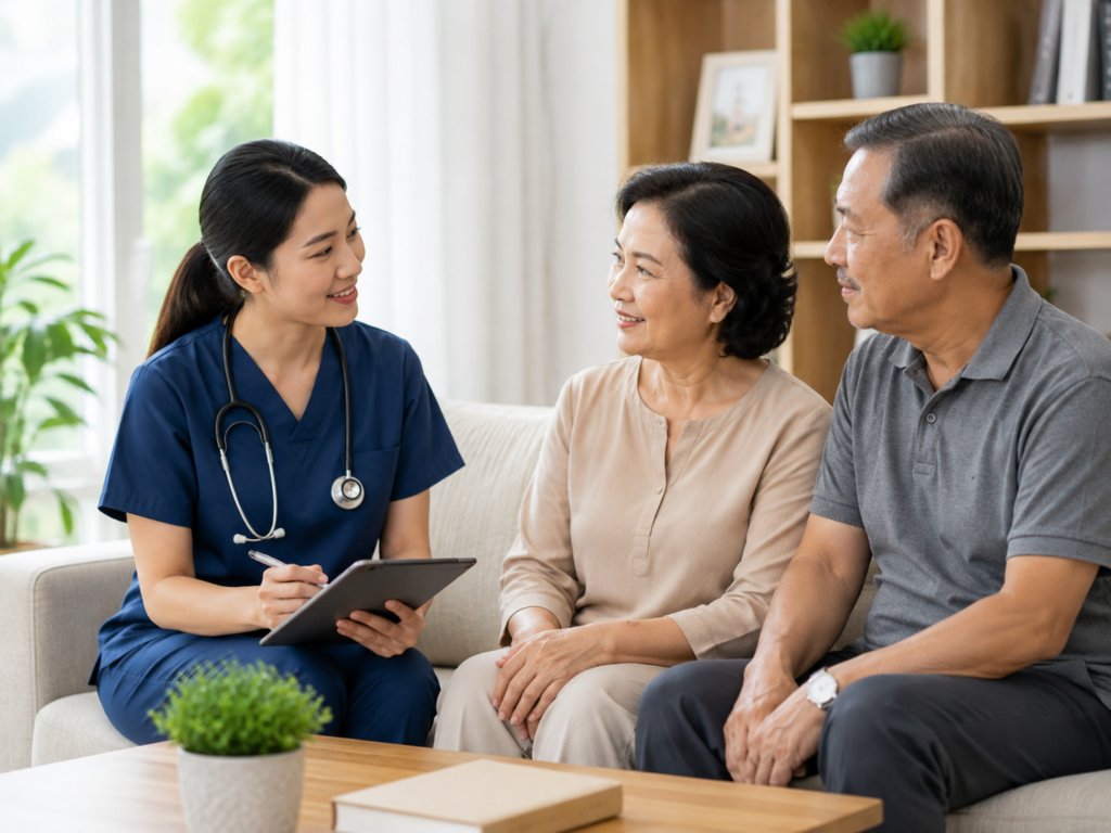 Tenaga kesehatan profesional memberikan pelayanan Home Care kepada pasien